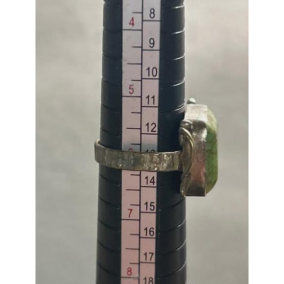 Vintage Handcrafted 925 Sterling Silver Green Turquoise Ring Size 6 - Picture 4 of 4